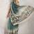Green printed blended cotton designer saree with blouse piece