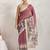 Pink printed blended cotton designer saree with blouse piece