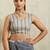 Grey printed blended cotton designer saree with blouse piece