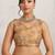 Tan printed blended cotton designer saree with blouse piece