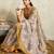 Cream printed blended cotton designer saree with blouse piece
