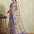 Beige printed blended cotton designer saree with blouse piece