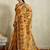 Yellow printed blended cotton designer saree with blouse piece