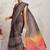 Brown printed blended cotton designer saree with blouse piece