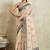 Cream printed blended cotton designer saree with blouse piece