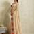 Beige printed blended cotton designer saree with blouse piece