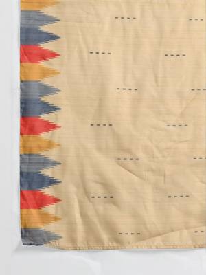 Beige printed blended cotton designer saree with blouse piece 4