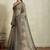 Grey printed blended cotton designer saree with blouse piece