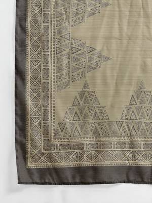 Grey printed blended cotton designer saree with blouse piece 4