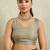 Grey printed blended cotton designer saree with blouse piece