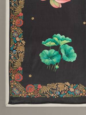 Black printed blended cotton designer saree with blouse piece 5