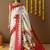 Off white printed silk blend ethnic saree with blouse piece