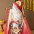 Off white printed silk blend ethnic saree with blouse piece