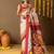 Off white printed art silk traditional saree with blouse piece