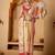 Cream printed art silk traditional saree with blouse piece