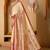 Cream printed art silk traditional saree with blouse piece