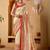 Cream printed art silk traditional saree with blouse piece