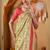Cream printed art silk traditional saree with blouse piece