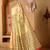 Cream printed art silk traditional saree with blouse piece