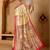 Cream printed art silk traditional saree with blouse piece