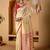 Cream printed art silk traditional saree with blouse piece