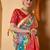 Cream printed art silk traditional saree with blouse piece