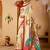 Cream printed art silk traditional saree with blouse piece