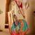 Cream printed art silk traditional saree with blouse piece