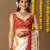 Off white printed art silk traditional saree with blouse piece