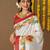Off white printed art silk traditional saree with blouse piece