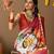 Off white printed art silk traditional saree with blouse piece