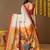 Off white printed art silk traditional saree with blouse piece