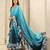 Blue plain silk blend party wear saree with blouse piece