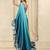 Blue plain silk blend party wear saree with blouse piece