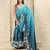 Blue plain silk blend party wear saree with blouse piece