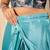 Blue plain silk blend party wear saree with blouse piece