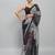Purple elegant printed georgette saree with blouse piece