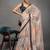 Orange elegant printed georgette saree with blouse piece