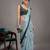 Green elegant printed georgette saree with blouse piece