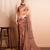 Brown printed pure georgette casual saree with blouse piece