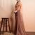 Brown printed pure georgette casual saree with blouse piece
