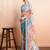 Blue printed pure georgette casual saree with blouse piece