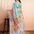 Blue printed pure georgette casual saree with blouse piece