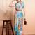 Blue printed pure georgette casual saree with blouse piece