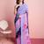 Purple elegant printed georgette saree with blouse piece