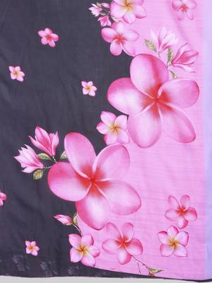 Purple elegant printed georgette saree with blouse piece 5