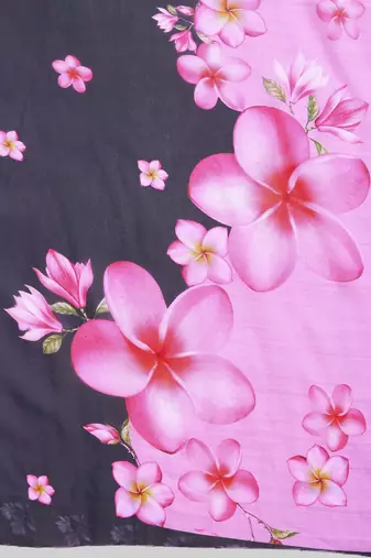 Purple elegant printed georgette saree with blouse piece
