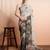Silver printed pure georgette casual saree with blouse piece
