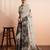 Silver printed pure georgette casual saree with blouse piece