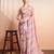 Peach printed crepe casual saree with blouse piece